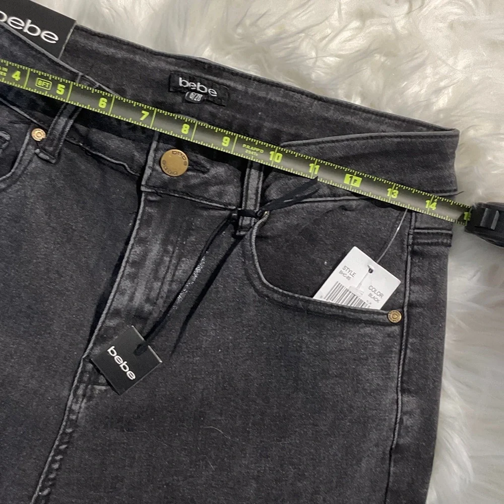 bebe Women's Bootleg High-Rise Jeans in Washed Black Size 6/28